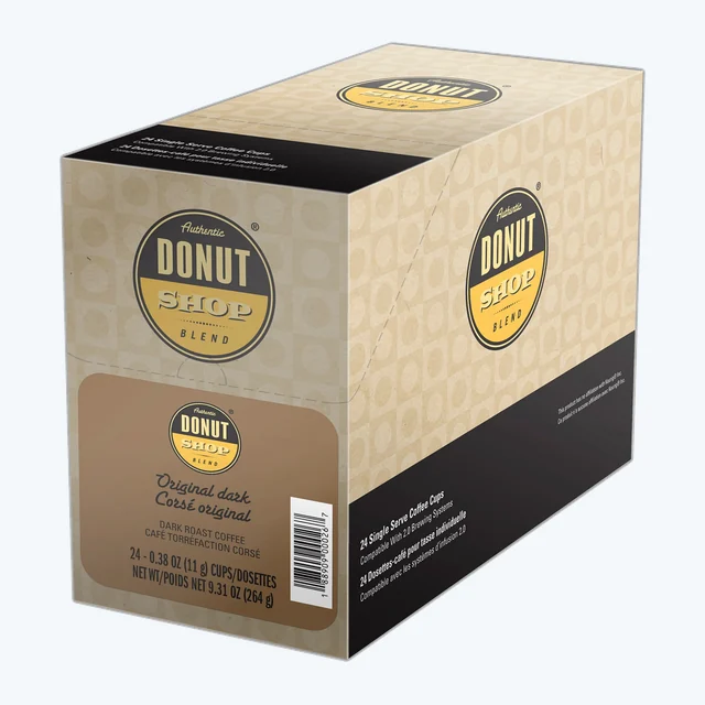 Authentic Donut Shop Blend Original Dark K-Cups, Dark Roast – 24 Count