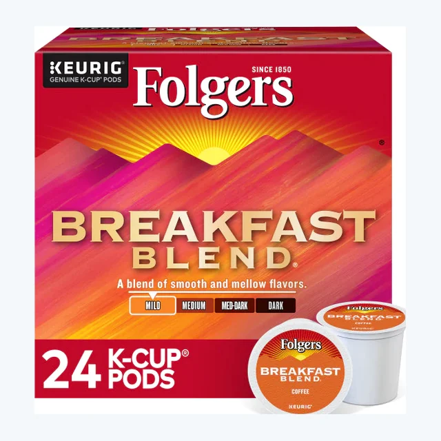 Folgers Breakfast Blend K-Cups, Light Roast – 24 Count