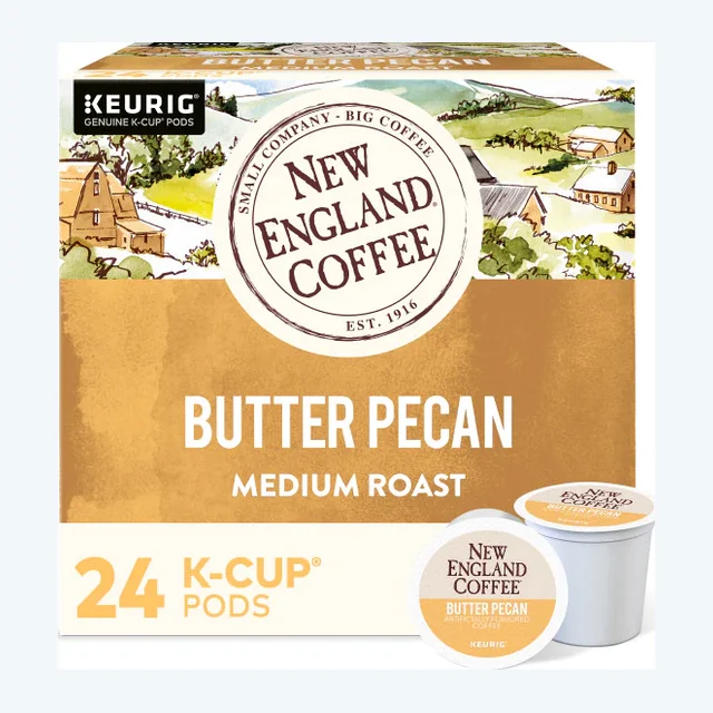 New England Coffee Butter Pecan K-Cups, Medium Roast – 24 Count