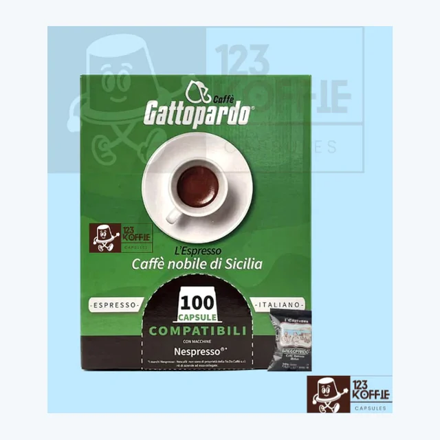 Volle Italiaanse espresso capsules Nespresso  100 stuks Gattopardo