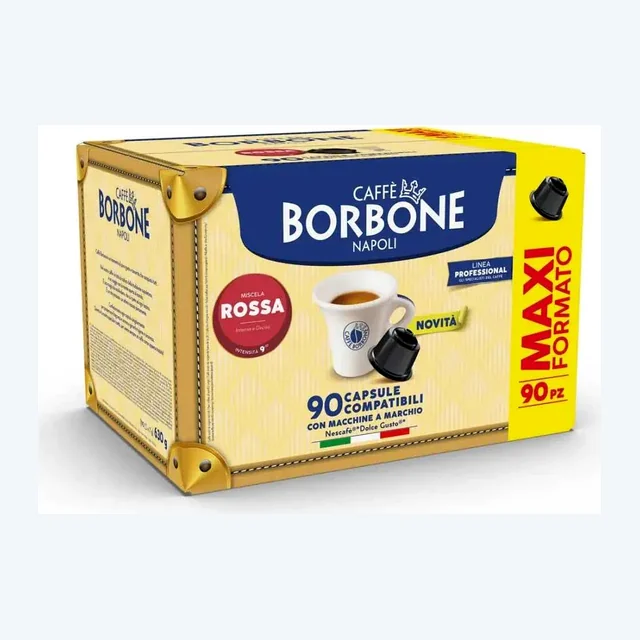 Caffè Borbone Rossa – 90 Capsule Compatibili Dolce Gusto | Gusto Forte e Deciso