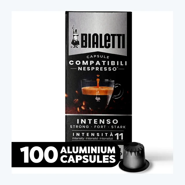 BIALETTI Espresso Compatible Pods - INTENSO- Aluminium Coffee capsules compatible with Nespresso Original Line