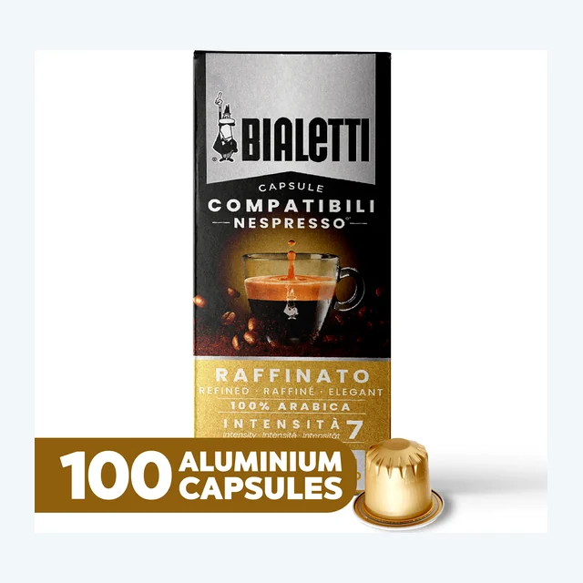 BIALETTI Espresso Compatible Pods - RAFFINATO- Aluminium Coffee capsules compatible with Nespresso Original Line