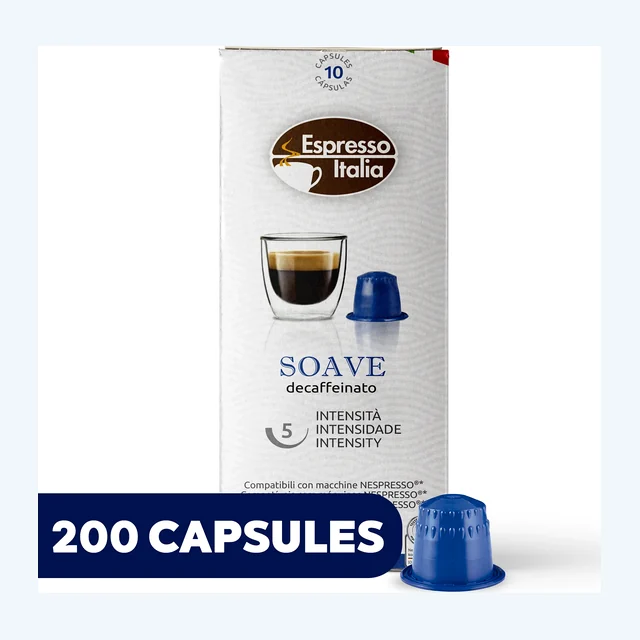ESPRESSO ITALIA Espresso Compatible Pods - SOAVE DECAFFEINATE - Coffee capsules compatible with Nespresso Original Line