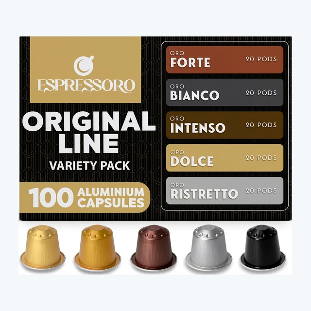 ESPRESSORO USDA Organic Espresso Compatible Pods - VARIETY PACK - Aluminium Coffee capsules compatible with Nespresso Original Line