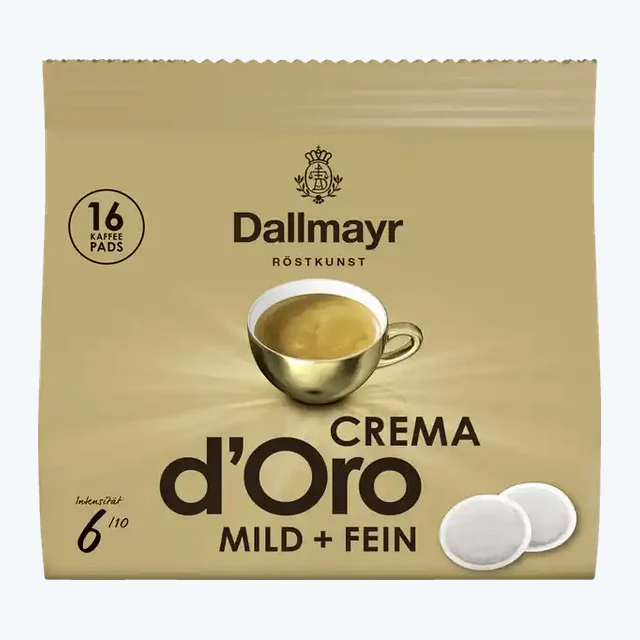 Crema d'Oro mild + fine coffee pads