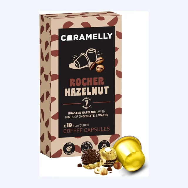 Caramelly Rocher Hazelnut Flavoured Nespresso® Compatible Coffee Capsules - 10 Pods