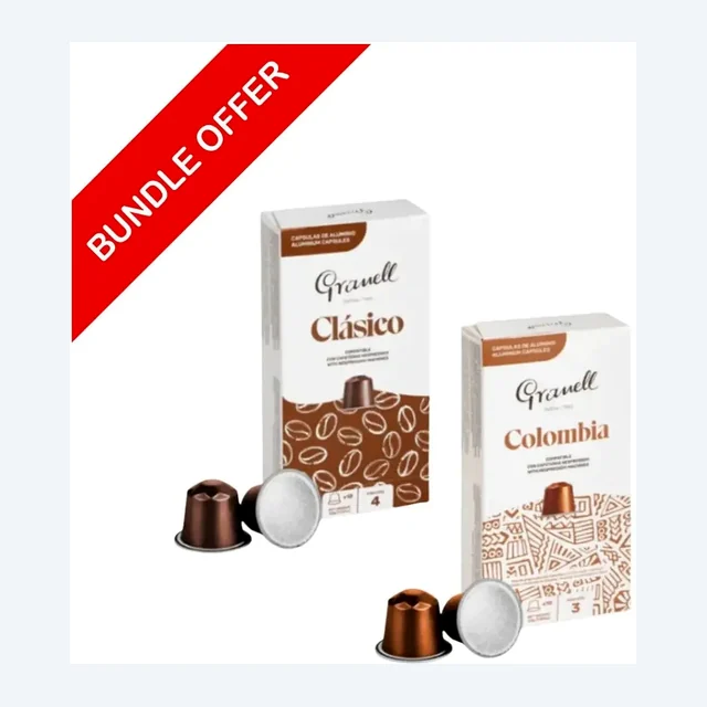 (20 Capsules) Granell - Clasico & Colombia Compatible With Nespresso - 2X10 capsules - Bundle
