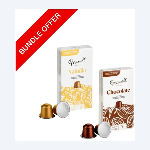 (20 Capsules) Granell - Vainilla & Chocolate Compatible With Nespresso - 2X10 capsules - Bundle