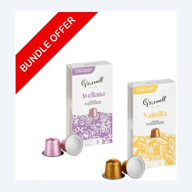 (20 Capsules) Granell - Vainilla & Hazelnut Compatible With Nespresso - 2X10 capsules - Bundle