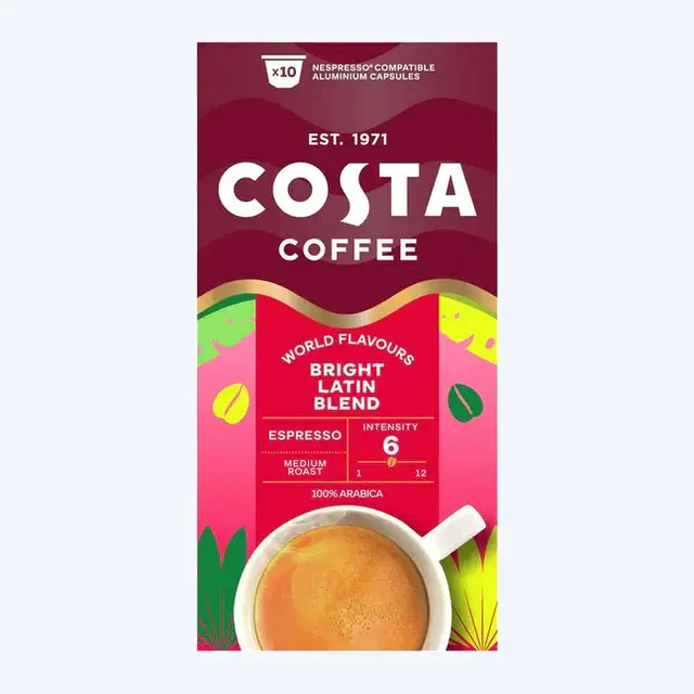 Costa Coffee - Bright Blend Espresso Compatible By Nespresso - 10 capsules