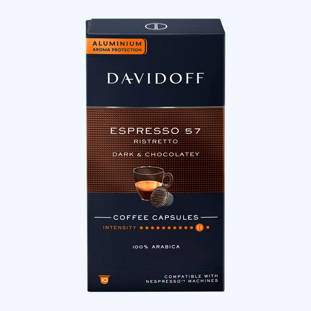 Davidoff - Espresso 57 Dark and Chocolatey Compatible By Nespresso - 10 capsules