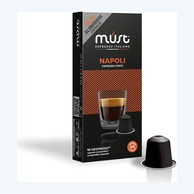 MUST - Napoli Espresso Forte compatible by Nespresso - Aluminum Capsules - 10 Capsules