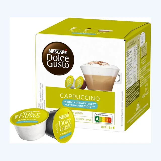 Nescafe Dolce Gusto Cappuccino Skinny Unsweetened Coffee Capsules - 16 Capsules