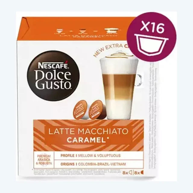 Nescafe Dolce Gusto Latte Macchiato Caramel Coffee Capsules - 16 Capsules