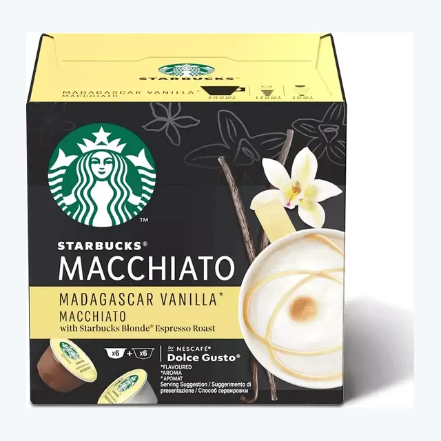 Starbucks Dolce Gusto Madagascar Vanilla Macchiato Coffee Capsules - 12 Capsules