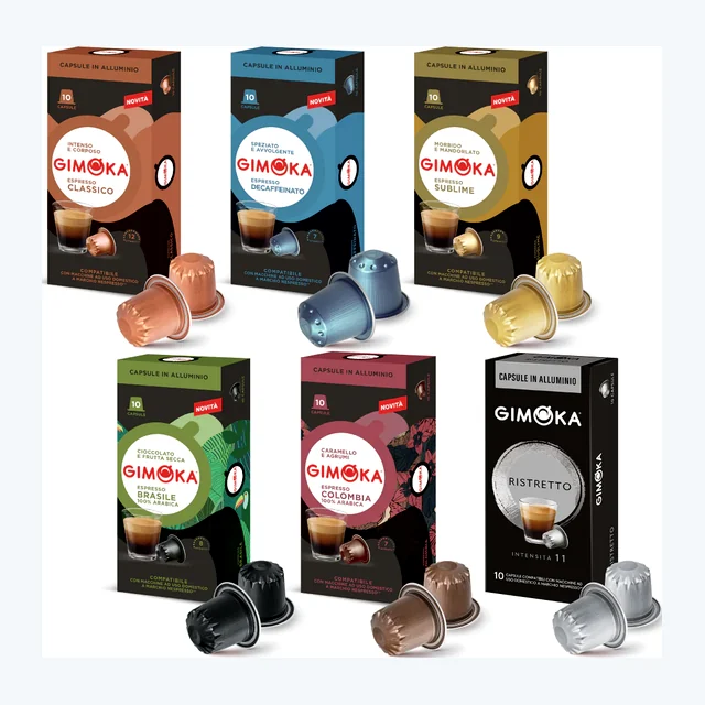 Gimoka Full Range - 60 Aluminium Nespresso compatible coffee capsules