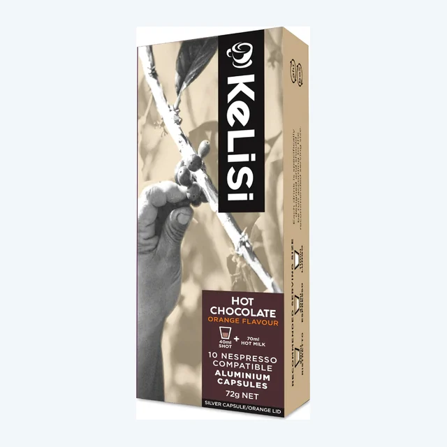 Kelisi Orange Hot Chocolate - 10 Aluminium Nespresso compatible capsules
