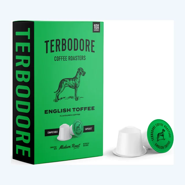 Terbodore English Toffee – 10 Compostable Nespresso compatible coffee capsules