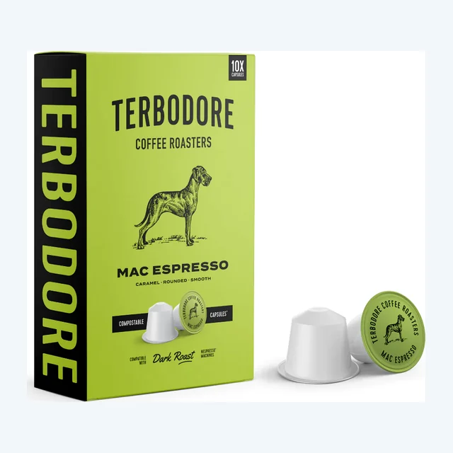 Terbodore Mac Espresso – 10 Compostable Nespresso compatible coffee capsules