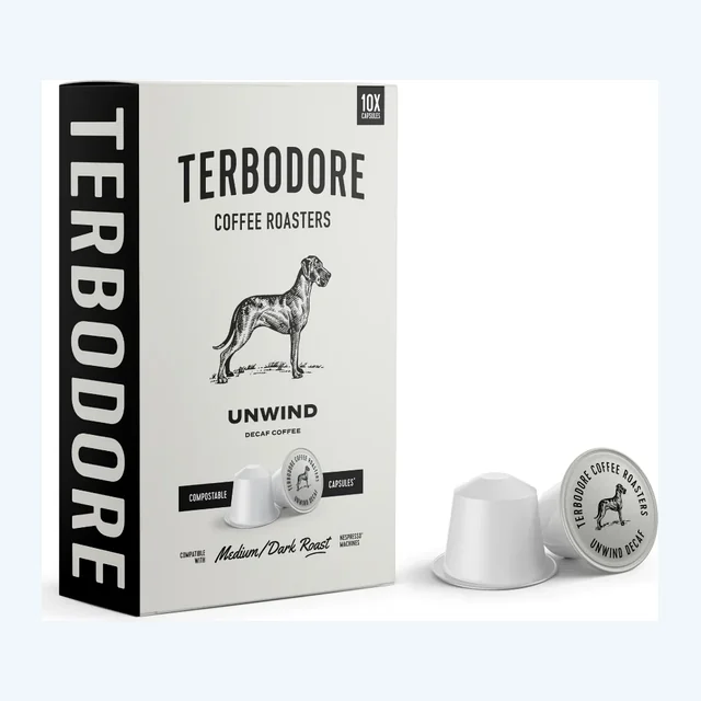 Terbodore Unwind Decaf - 10 Compostable Nespresso Compatible Coffee Capsules