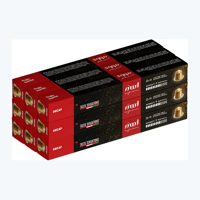 Decaf Nespresso Compatible Aluminium Capsules (90 Capsules, Pack of 9)