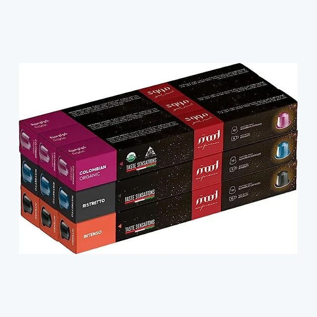 Nespresso Compatible Aluminium Capsules (90 Caps) - Intenso, Ristretto, Organic Colombian