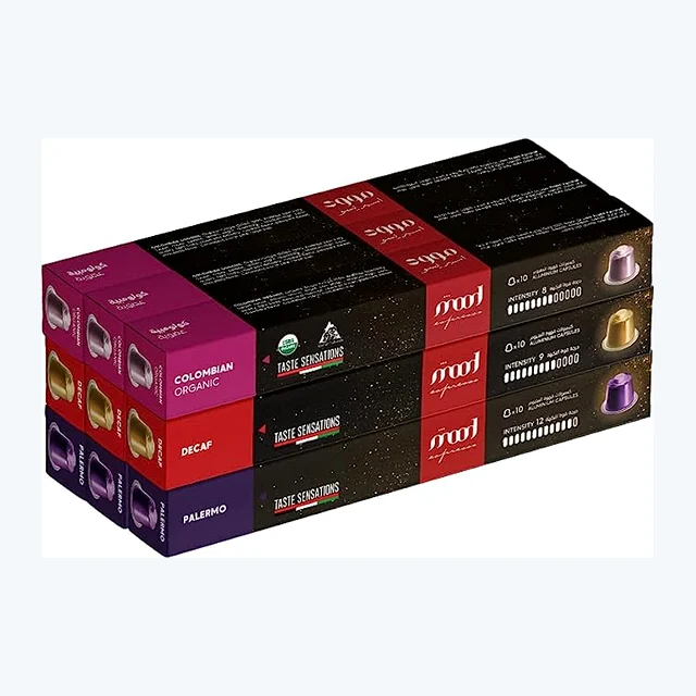 Nespresso Compatible Aluminium Capsules (90 Caps) - Palermo, Decaf, Colombian Organic