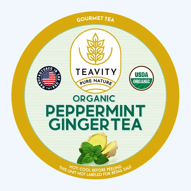 Organic Peppermint Ginger Tea Pods – Decaf Herbal K-Cups for Keurig