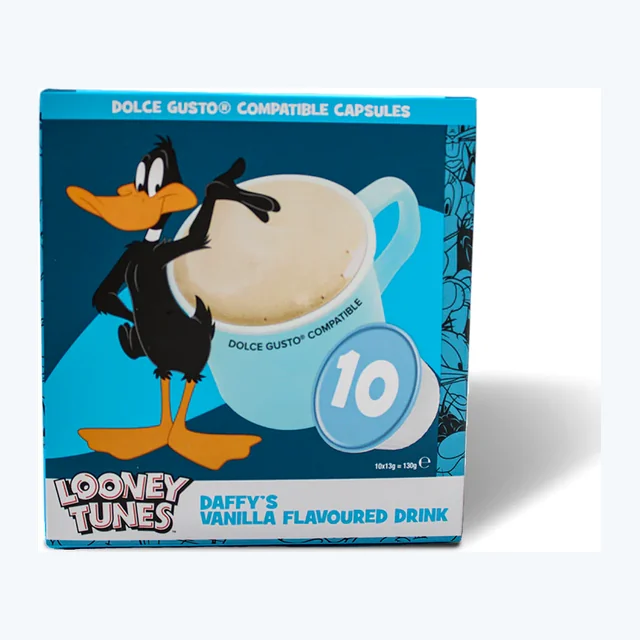 Vanilla Flavoured Milk Drink Dolce Gusto Compatible Pods- Looney Tunes Daffy Duck’s Vanilla - Warm Milk Drink or Milkshake | 8 Capsules