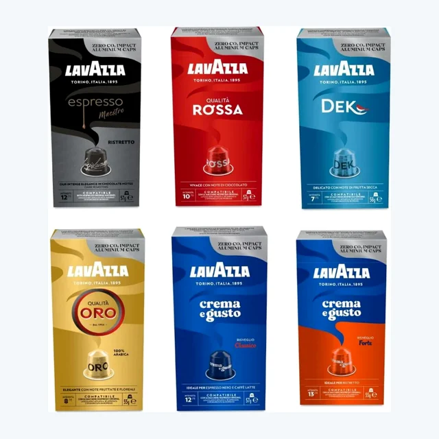 Kit Assaggio 60 Capsule Lavazza Compatibili Nespresso - 6 Blend in 1 Confezione