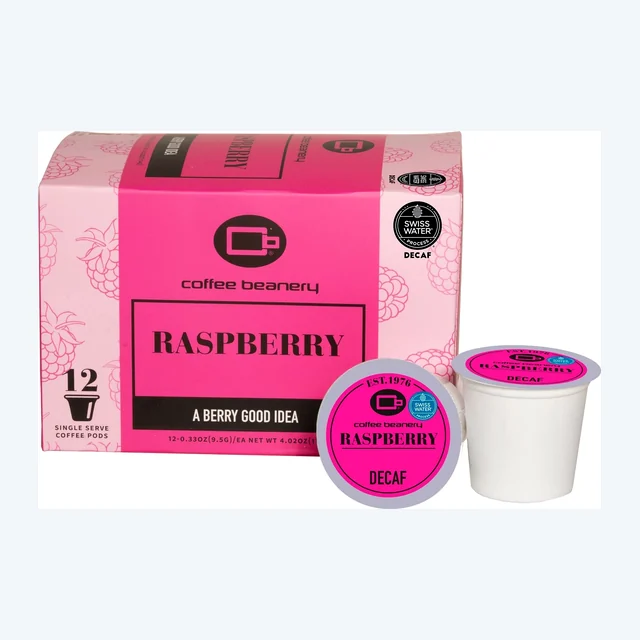 Raspberry Swiss Water Process Decaf Flavored Coffee Pods