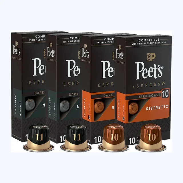 Peet's Coffee Dark Roast Variety Pack, Box of 40 Nespresso Capsules