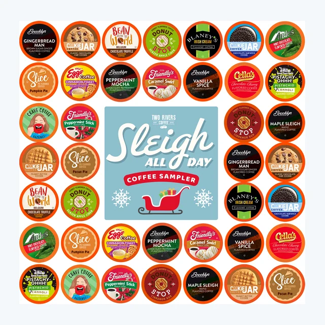 Sleigh All Day Holiday Coffee Sampler - Seasonal Coffee Pod Variety Pack- LIMITED EDITION