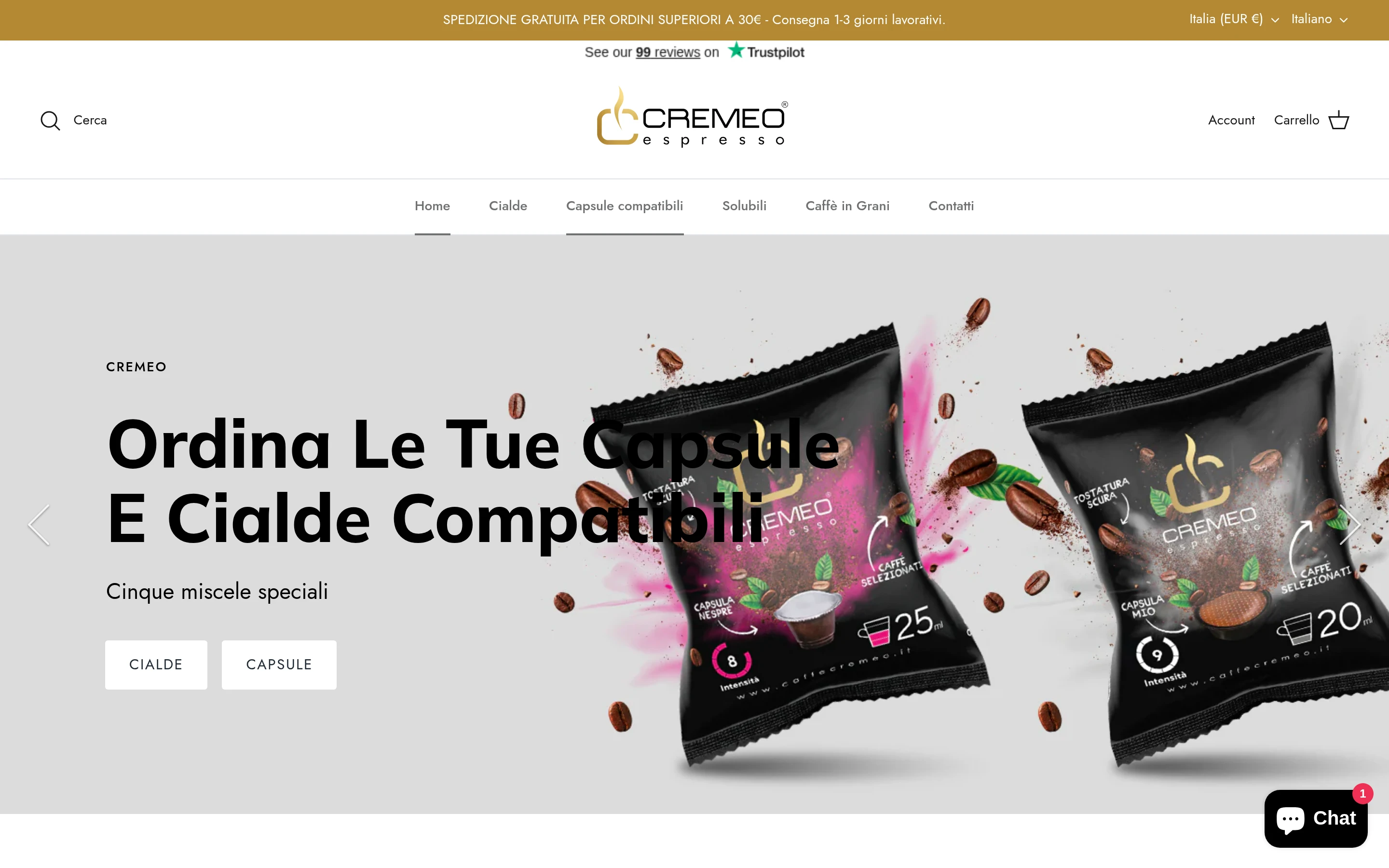 caffecremeo homepage screenshot